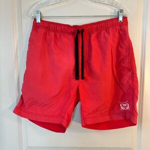 THRE3 Clothing Red Swim Trunks, Medium